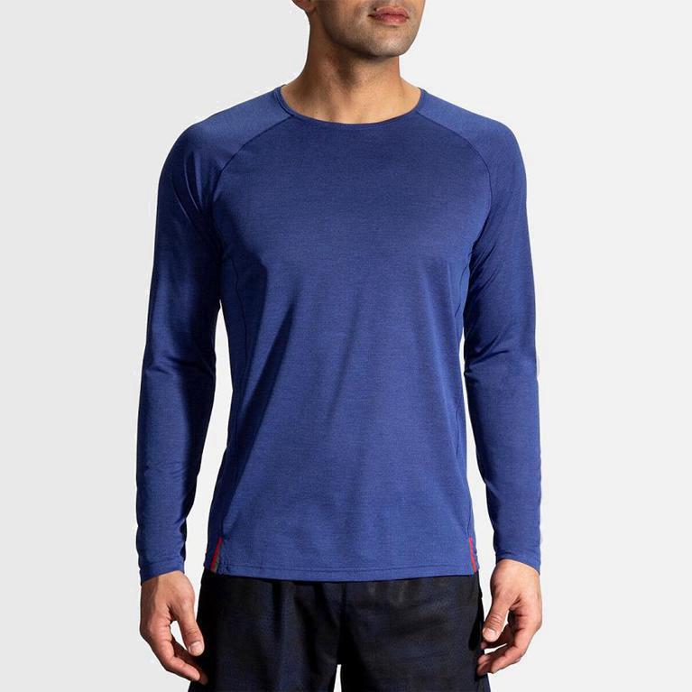 Brooks Ghost Mens Long Sleeve Running Shirt - Blue - Philippines (068152RFA)